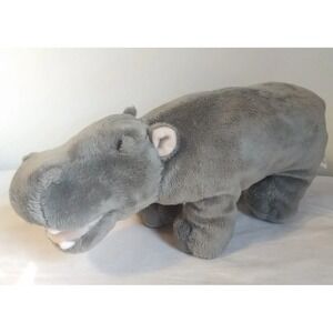 Hippotomus Plush Stuffed Animal Love Earth Grey 12" Long 5.5" Tall Planet Earth